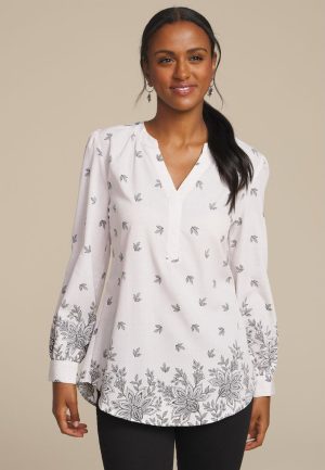 Cinched Back V Neck Blouse