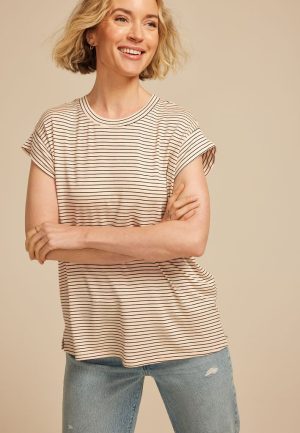 24/7 Striped Cap Short Sleeve Tee