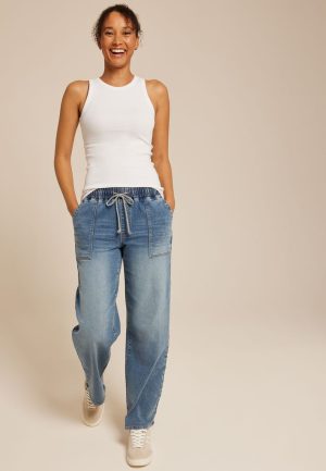 m jeans by maurices&trade; Medium Knit High Rise Pull On Wide Leg Jean