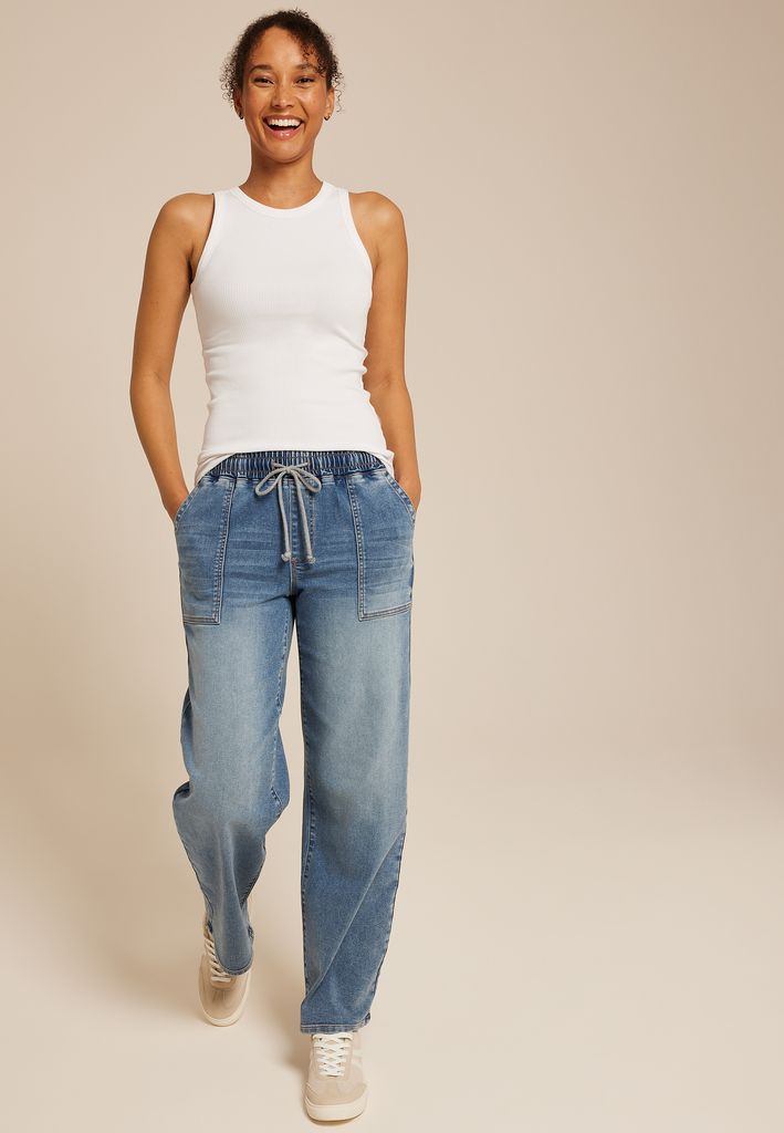 m jeans by maurices™ Medium Knit High Rise Pull On Wide Leg Jean