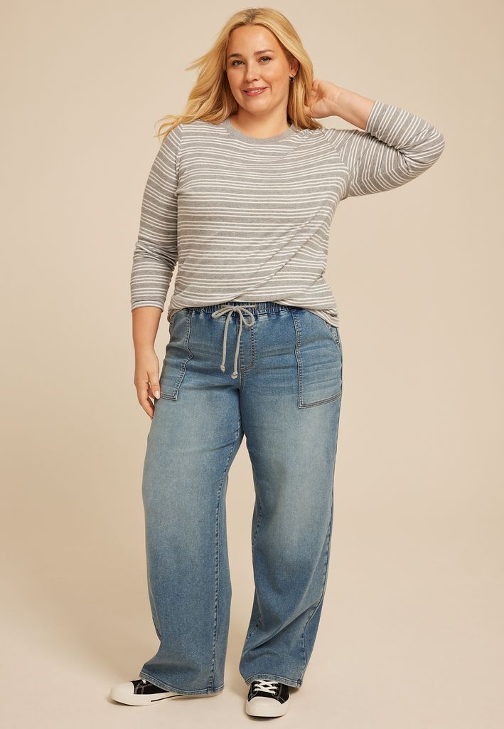 Plus Size m jeans by maurices™ Medium Knit High Rise Pull On Wide Leg Jean