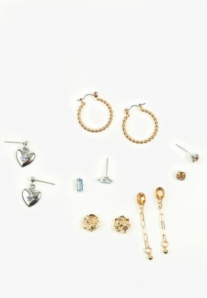 6 Pack Mixed Metal Earring Set