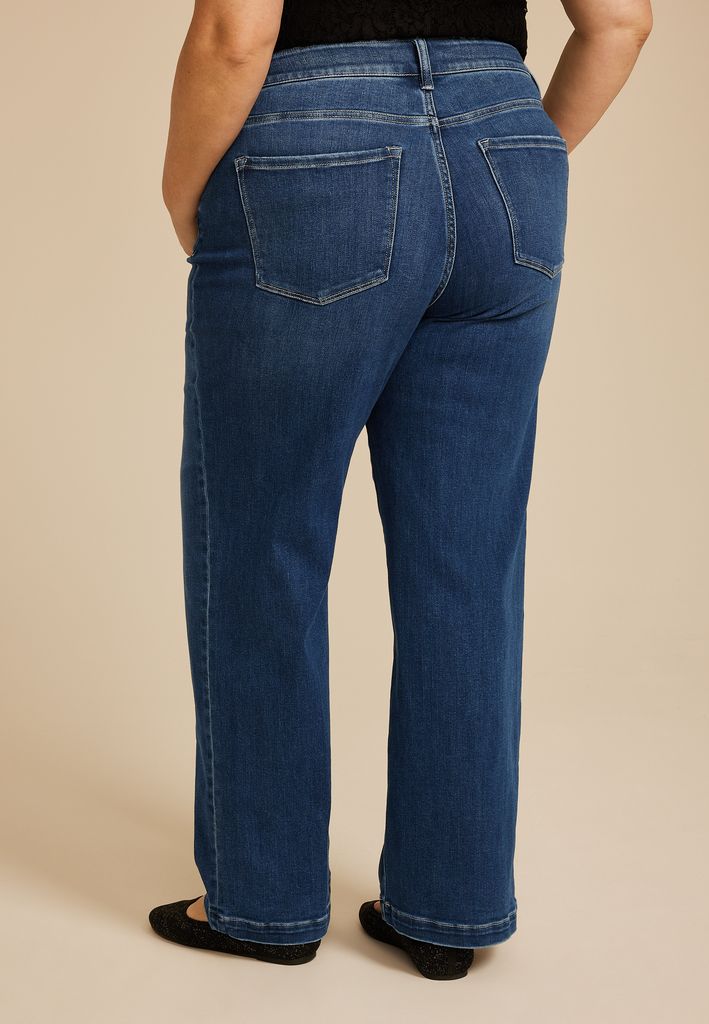 Plus Size Flying Monkey™ Dark High Rise Wide Leg Jean - Image 2