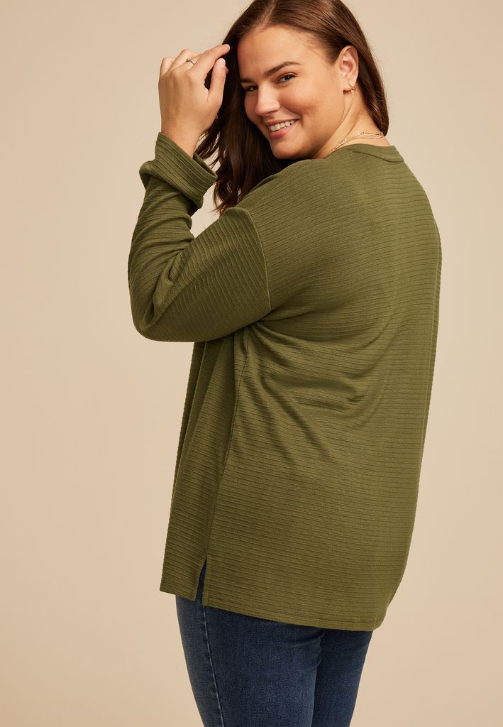 Plus Size 24/7 Ottoman Rib Long Sleeve Tee - Image 2