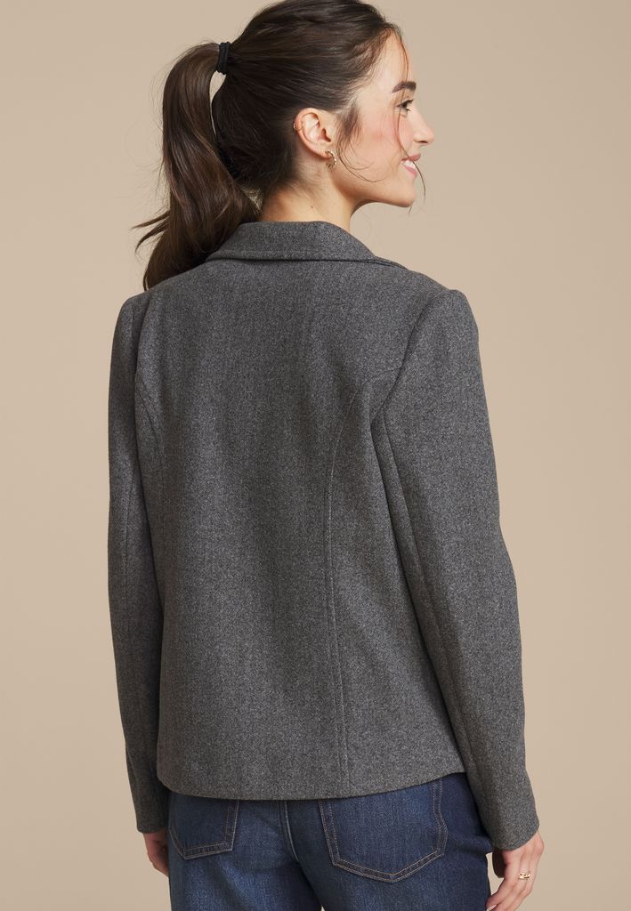 Gray Moto Blazer Jacket - Image 2