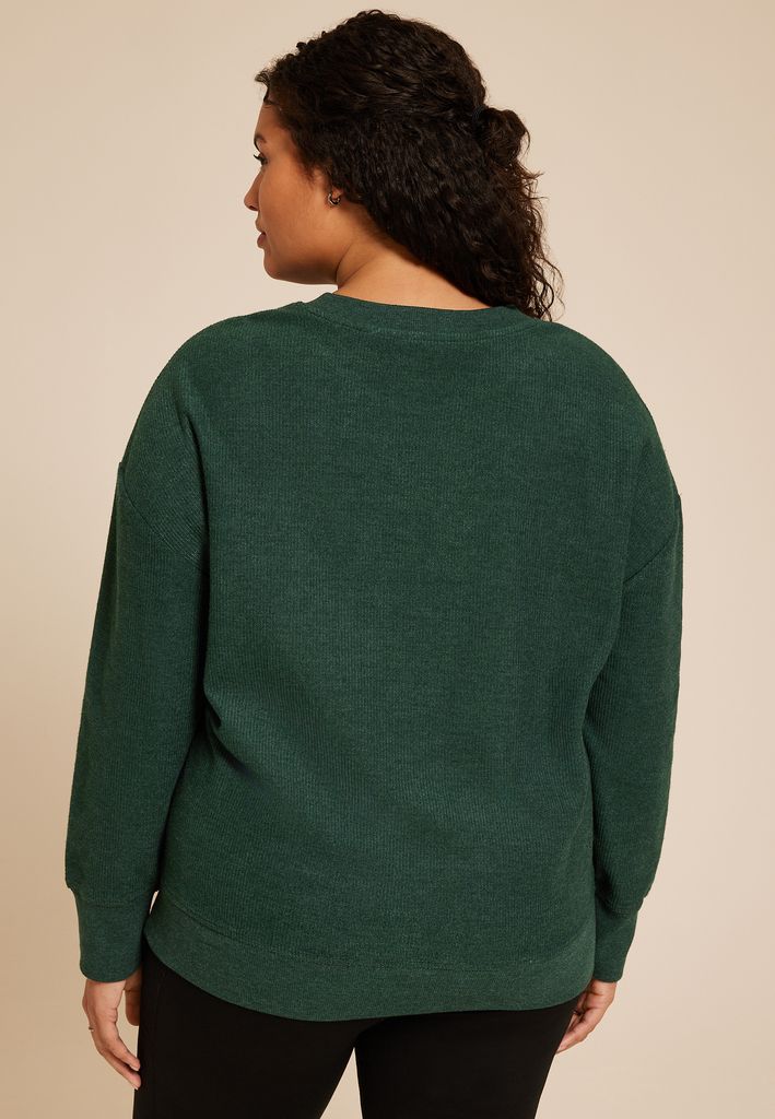 Plus Size Merry Embroidered Relaxed Fit Sweatshirt - Image 2