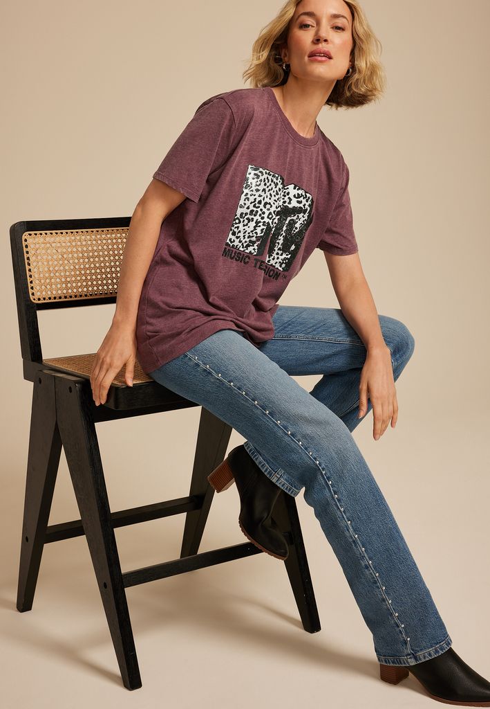 MTV Animal Print Oversized Fit Graphic Tee