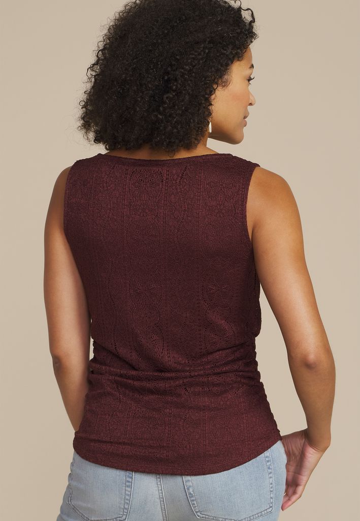 Lace Shirred Cowl Neck Tank Top - Image 2