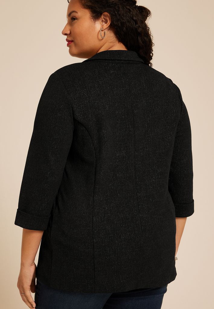 Plus Size Versa Sparkle Open Front Blazer - Image 2