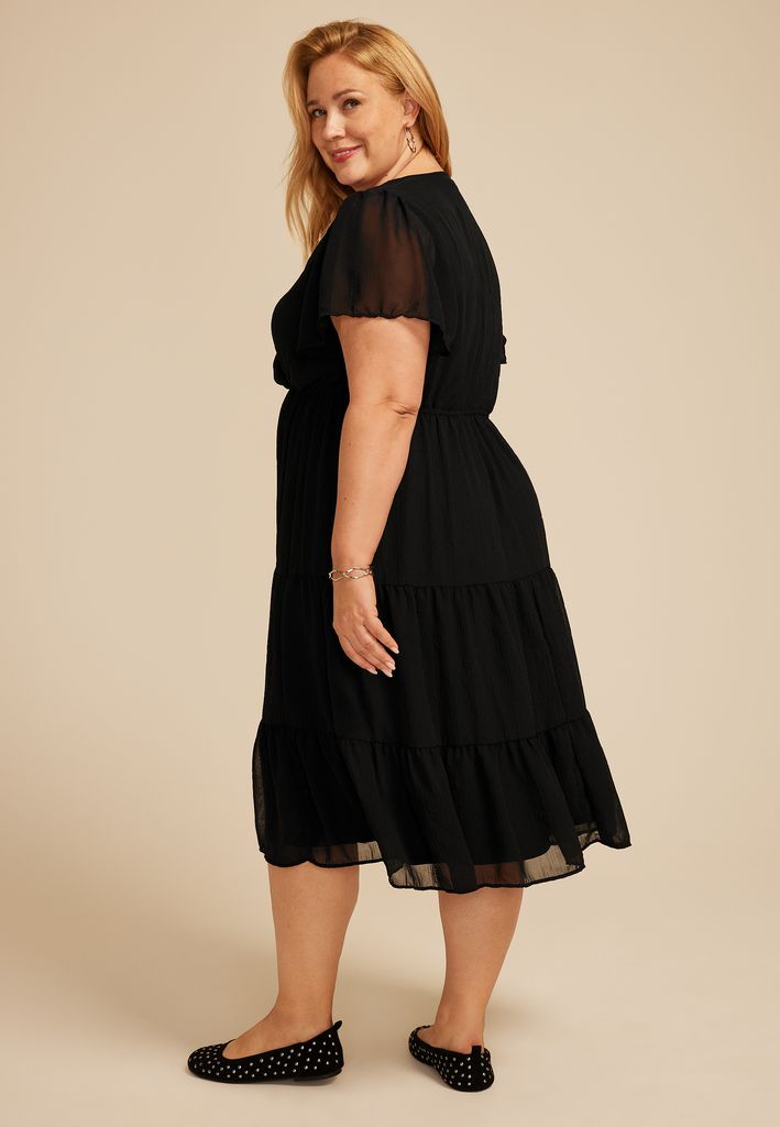 Plus Size Surplice Tiered Midi Dress - Image 2