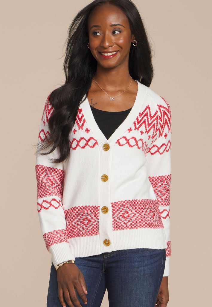Fair Isle Button Front Cardigan