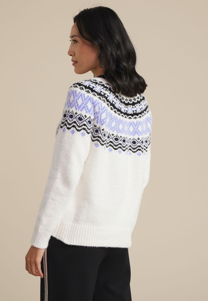 Lilac Fair Isle Eyelash Crew Neck Sweater - Image 2
