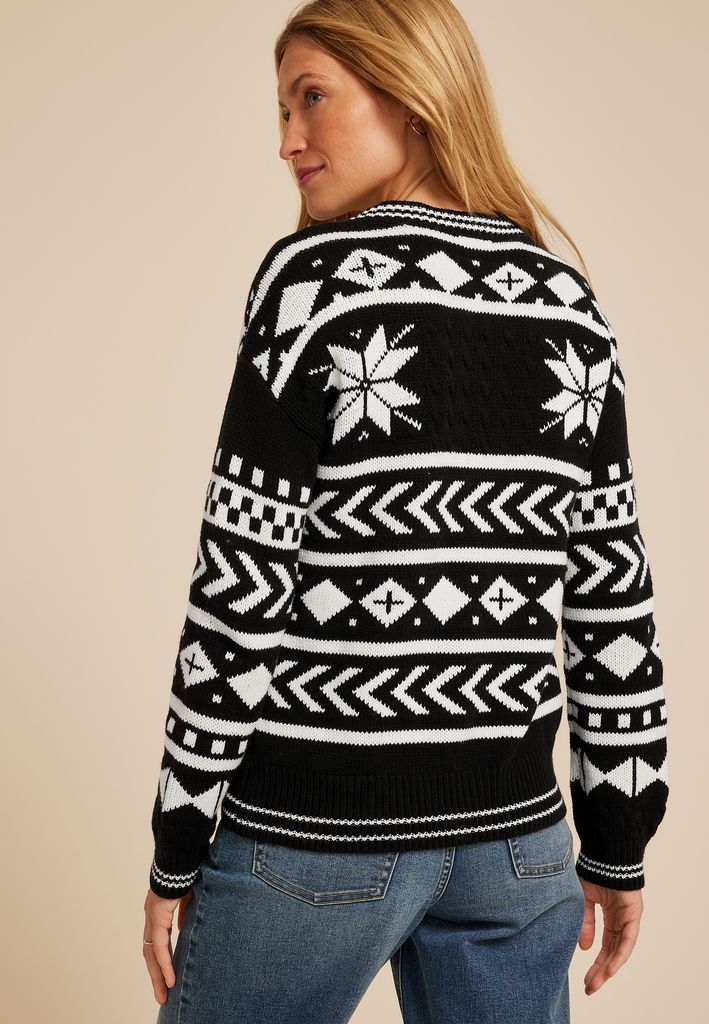 Nordic Snowflake Button Front Cardigan - Image 2