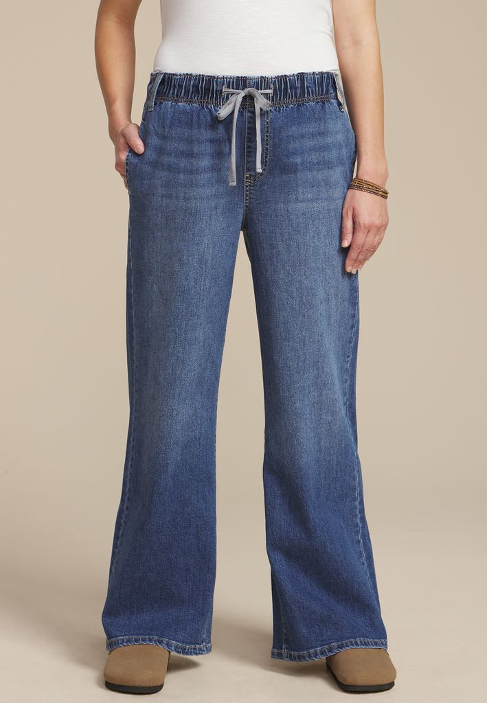 m jeans by maurices™ Dark Soft High Rise Pull On Wide Leg Jean