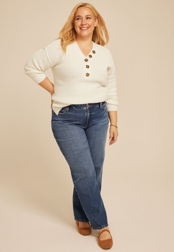 Plus Size edgely™ Dark High Rise Wide Leg Jean
