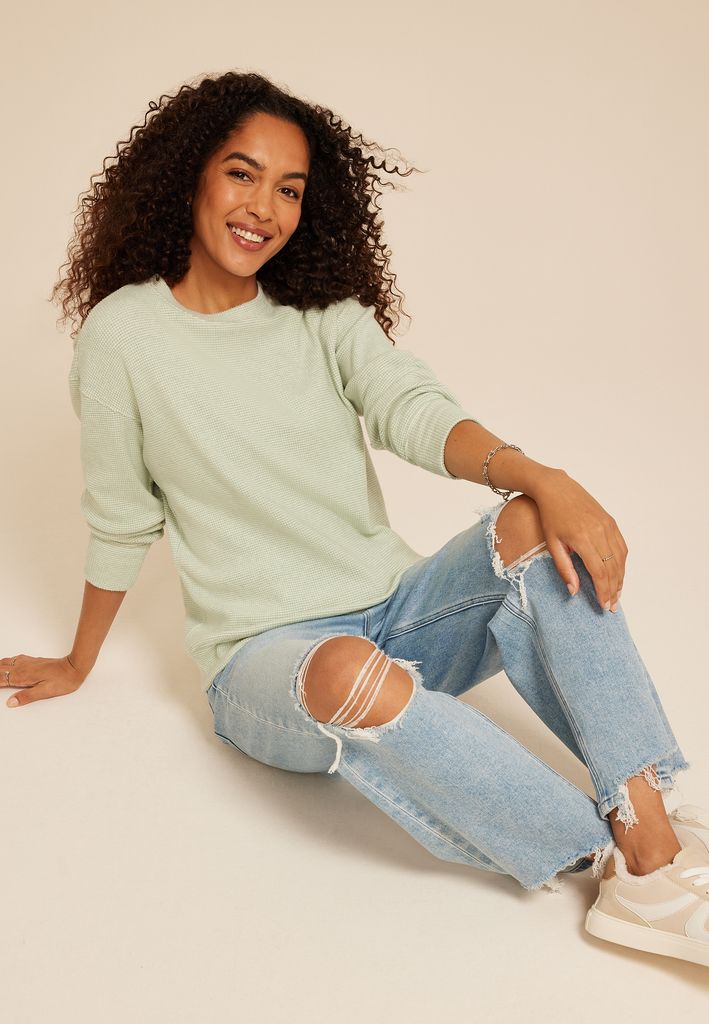 Brushed Waffle Tunic Sweatshirt