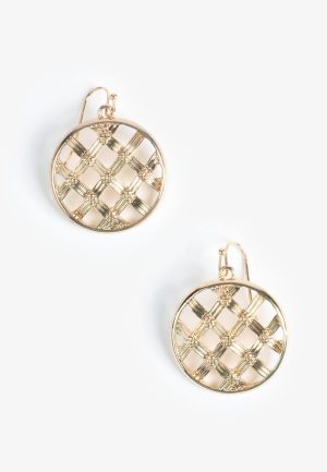 Gold Basket Weave Drop Earrings