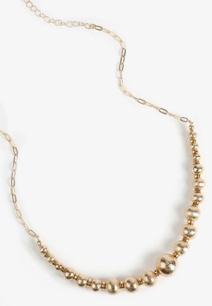 Gold Textured Beaded Necklace