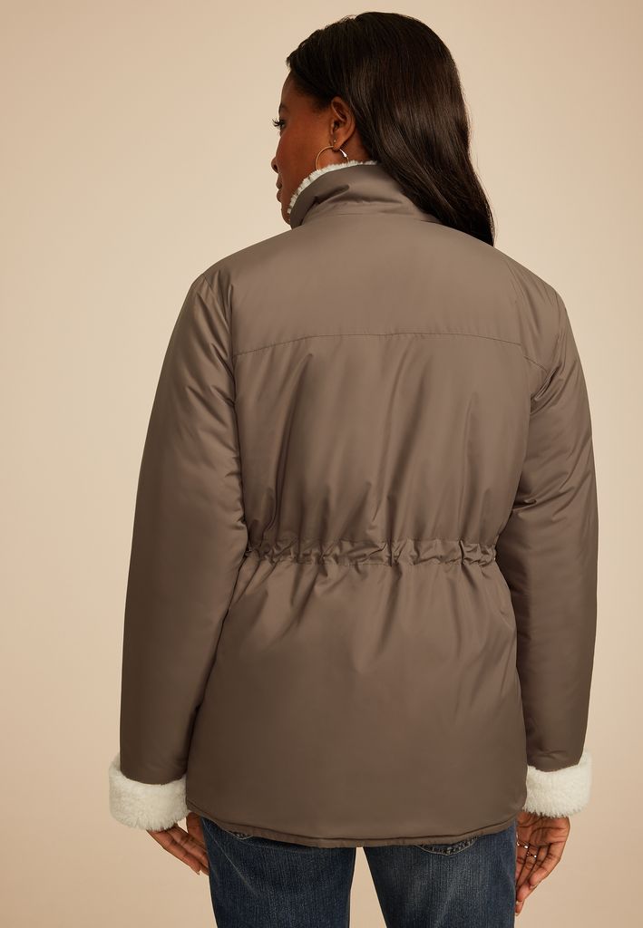 Sherpa Trim Puffer Jacket - Image 2
