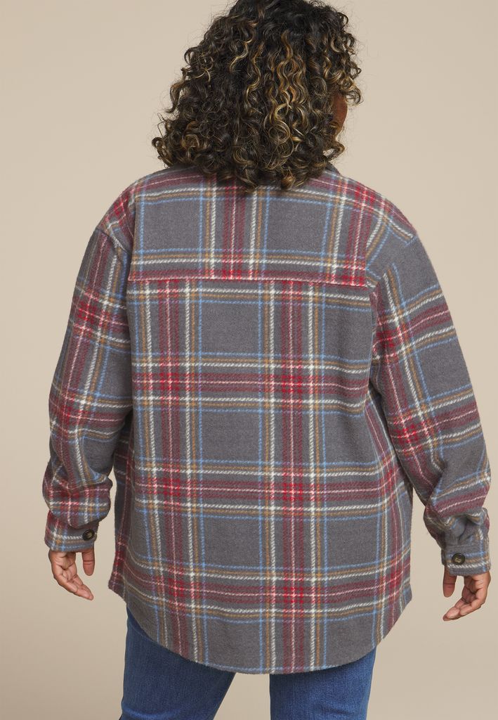 Plus Size Plaid Shacket - Image 2