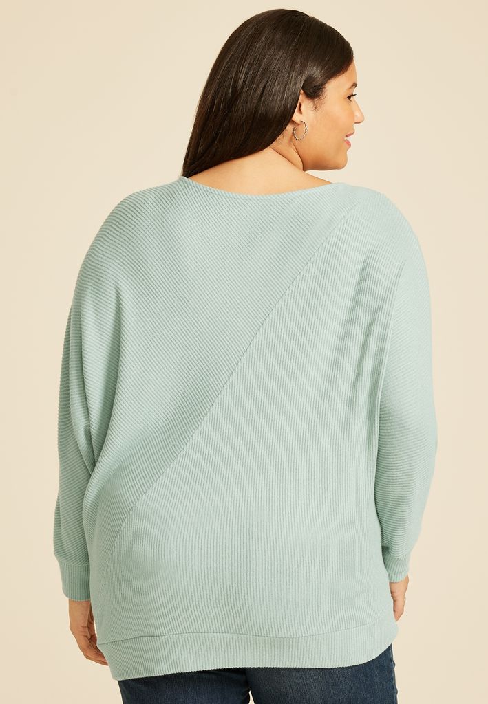 Plus Size 24/7 Dakota Diagonal Seam Long Sleeve Tee - Image 2