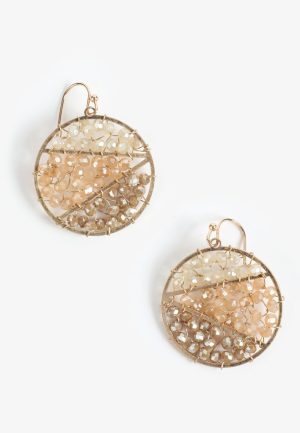 Neutral Tri Tone Beaded Drop Earrings