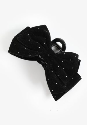 Black Velvet Embellished Claw Hair Clip
