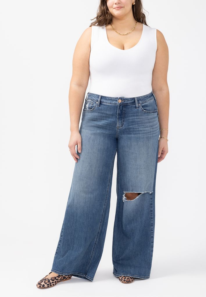 Plus Size Silver Jeans Co.® Suki Curvy Mid Rise Luxe Stretch Wide Leg Jean