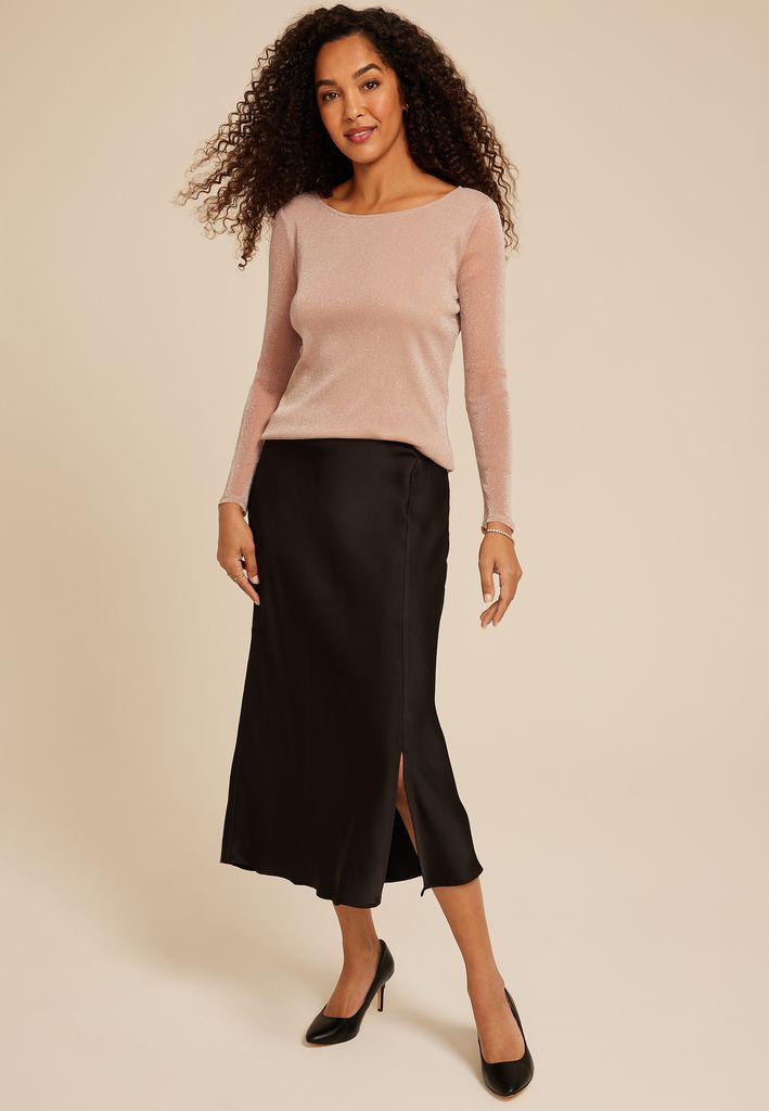 Studio Y Shimmer Mesh Long Sleeve Tee