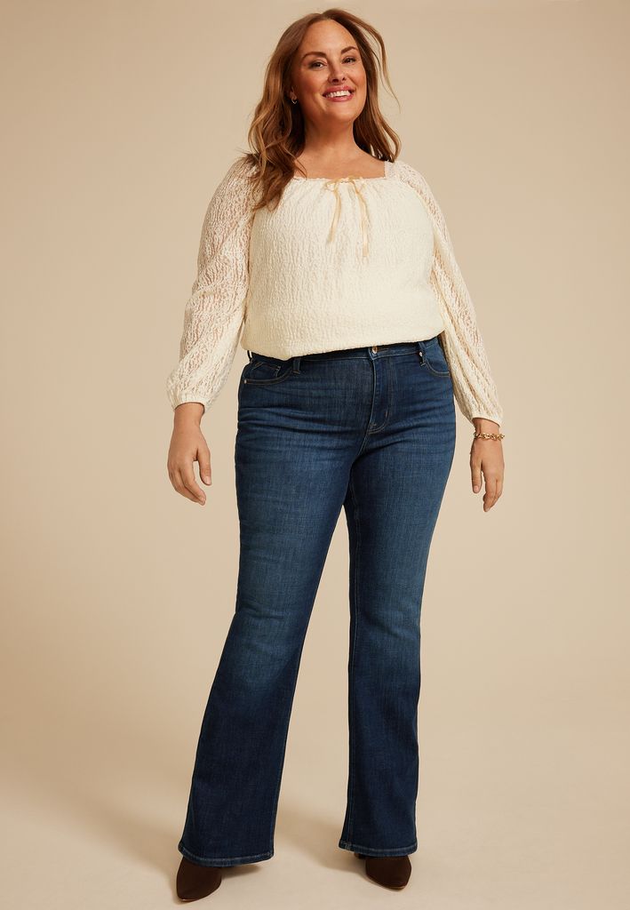 Plus Size edgely™ Dark High Rise Flare Jean