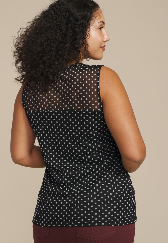 Plus Size Polka Dot Mesh Tank Top - Image 2