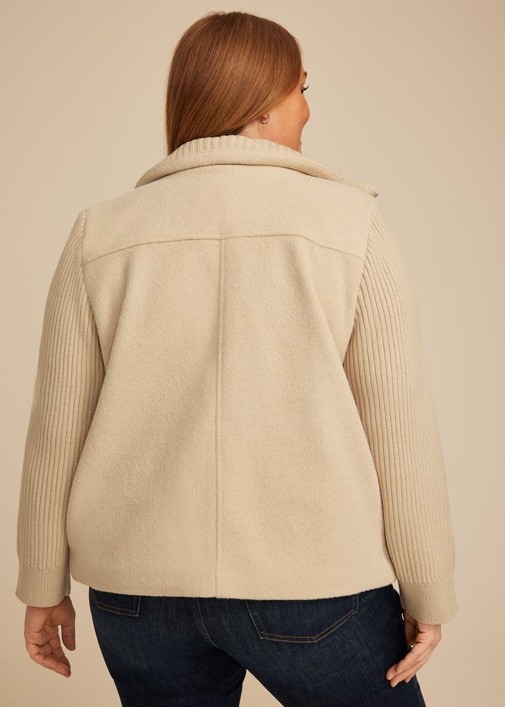 Plus Size Mixed Texture Sweater Sleeve Jacket - Image 2