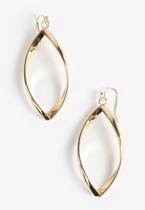 Gold Twisted Open Frame Earrings