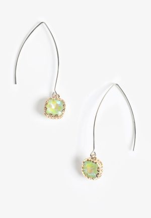 Iridescent Green Cushion Threader Earrings
