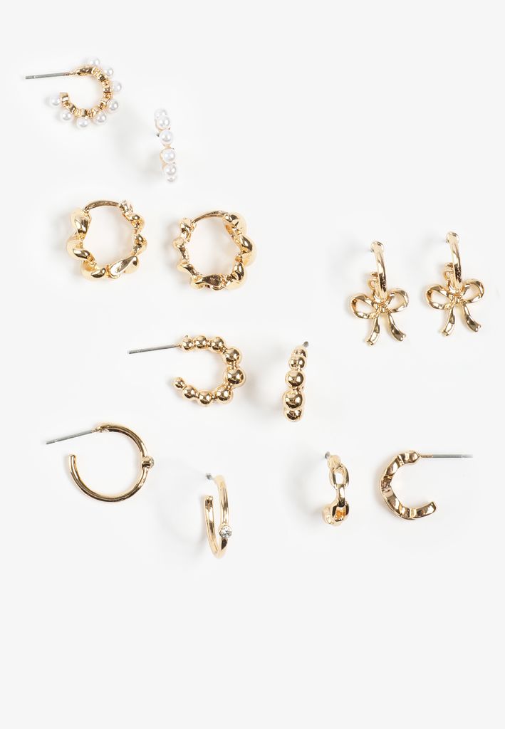 Gold Hoop And Faux Pearl Earring Set - Image 2