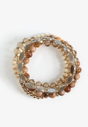 Neutral Beaded Stretch Bracelet Set