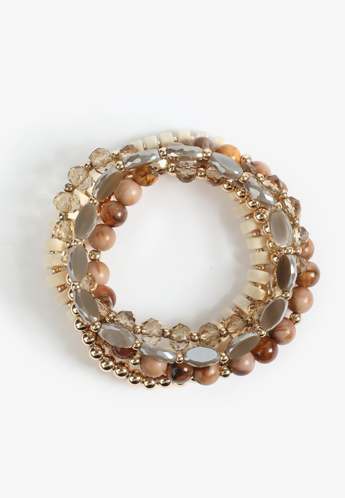 Neutral Beaded Stretch Bracelet Set