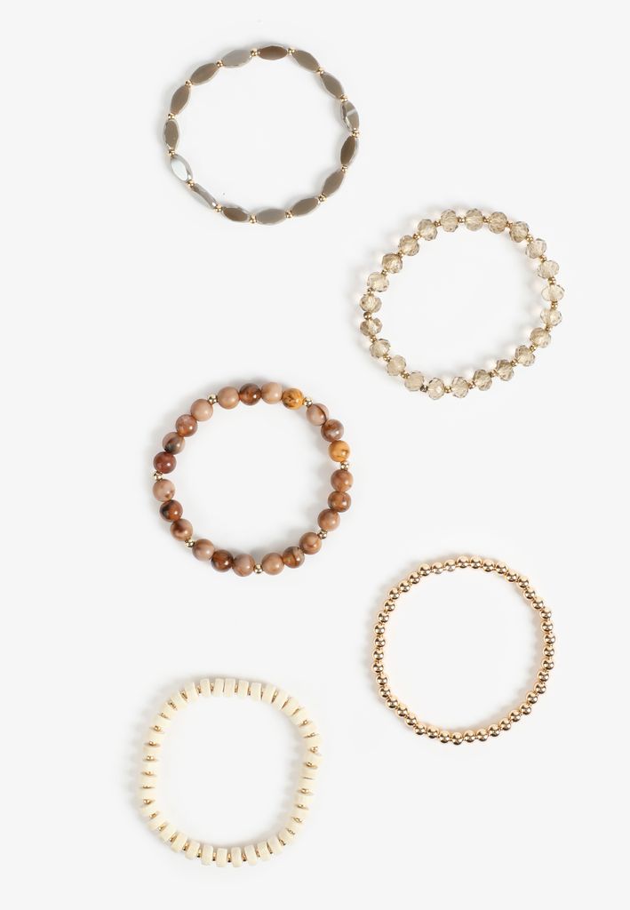 Neutral Beaded Stretch Bracelet Set - Image 2