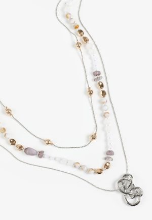 Triple Layer Beaded Knot Pendant Necklace Set