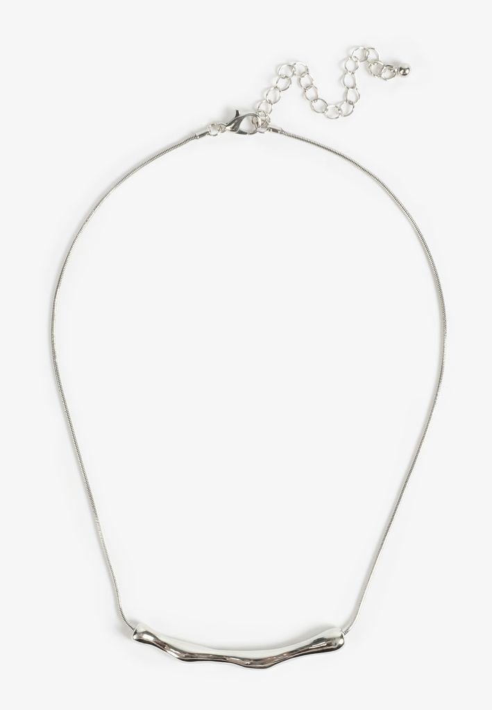 Silver Wavy Bar Necklace - Image 2