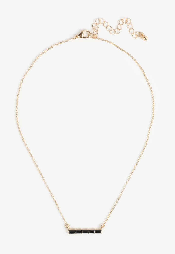 Black Stone Bar Necklace - Image 2