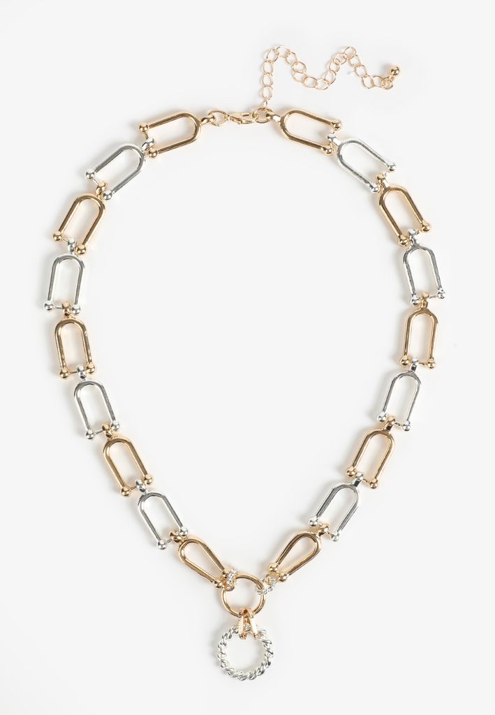 Two Tone Chunky Link Necklace - Image 2