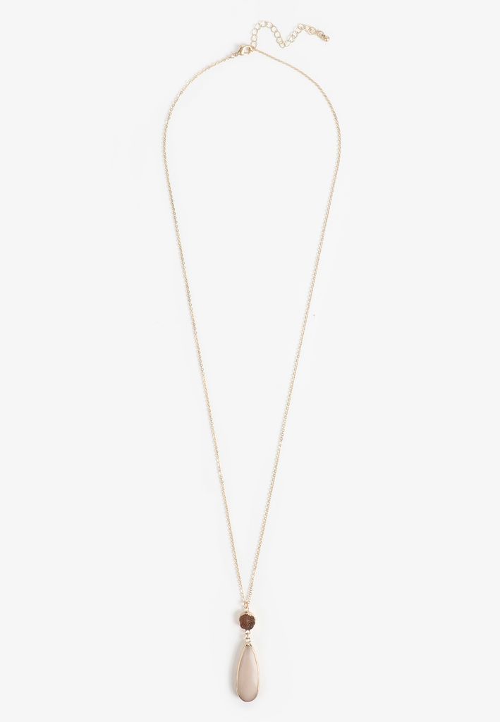 Rose Quartz Teardrop Stone Necklace - Image 2