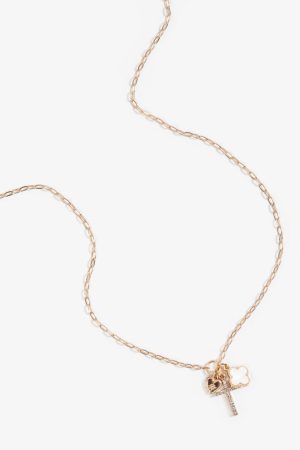 Gold Charm Cluster Pendant Necklace